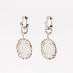 Mazza 14K White Gold Diamond Huggie Earrings with Venetian Glass Drops