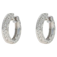 Weißgold Diamant Huggie Hoop Ohrringe - 14k Runde Brillant .15ctw durchbohrt