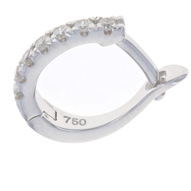 Women's White Gold Diamond Huggie Hoop Earrings - 18k Round .14ctw French Set Pierced For Sale