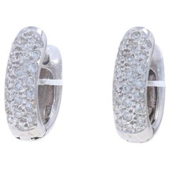 Orecchini Huggie Hoop con diamanti in oro bianco - 18k Round .50ctw Cluster Pierced