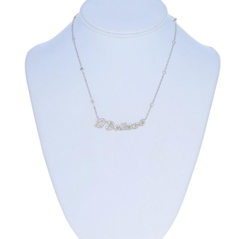 Weißgold Diamant I Believe Anhänger Halskette 14k Runde 1,03ctw Name Platte (Rundschliff) im Angebot
