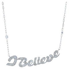 Weißgold Diamant I Believe Anhänger Halskette 14k Runde 1,03ctw Name Platte