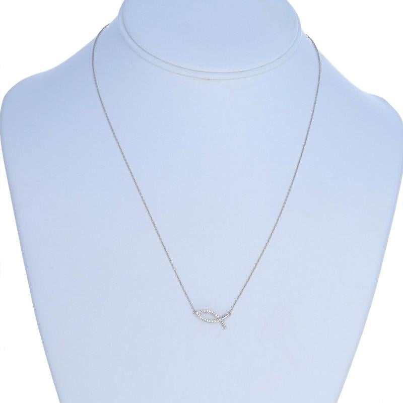 Collana con ciondolo Ichthys in oro bianco da 16