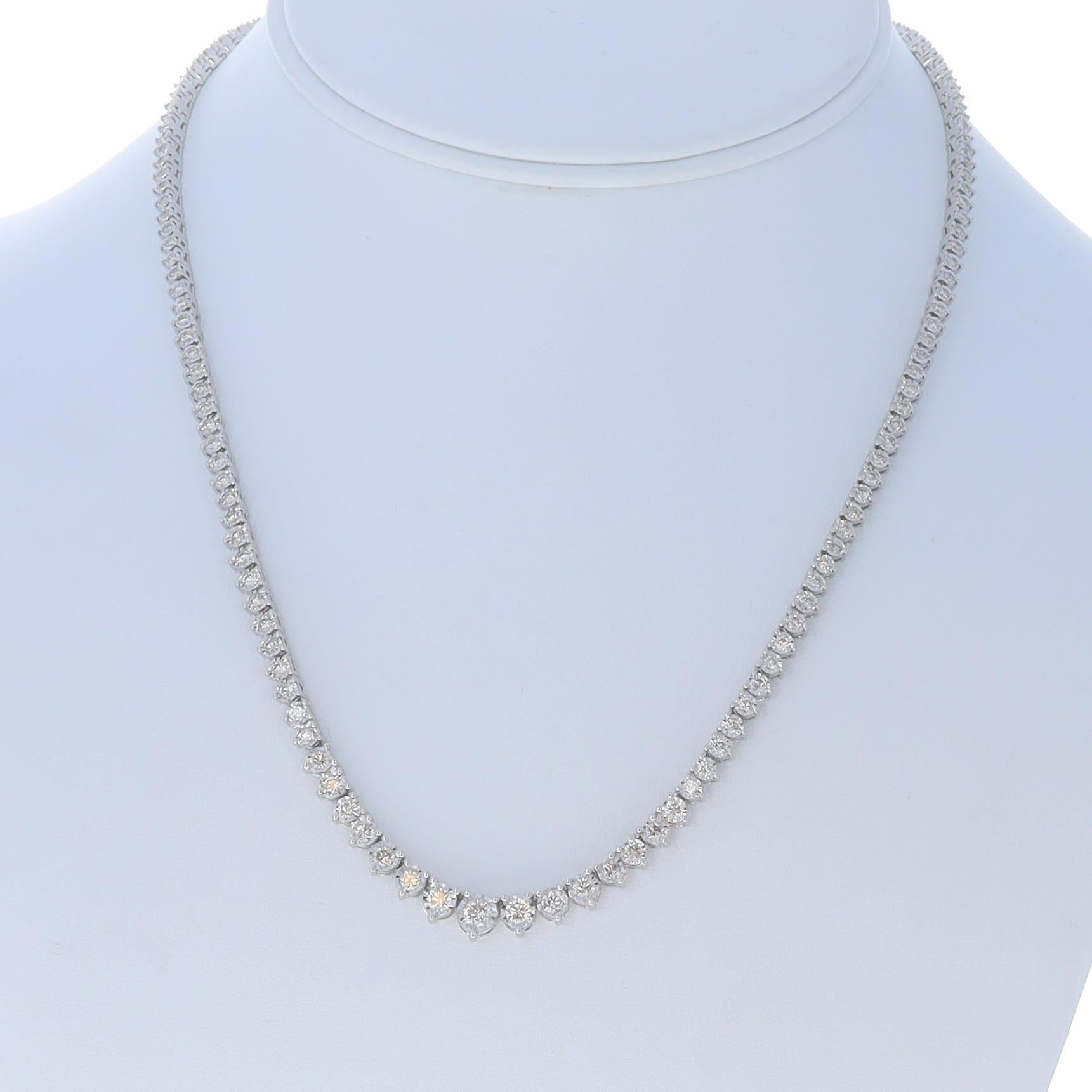 Collar Tenis Graduado Oro Blanco Conjunto Ilusión Diamantes 17 1/2