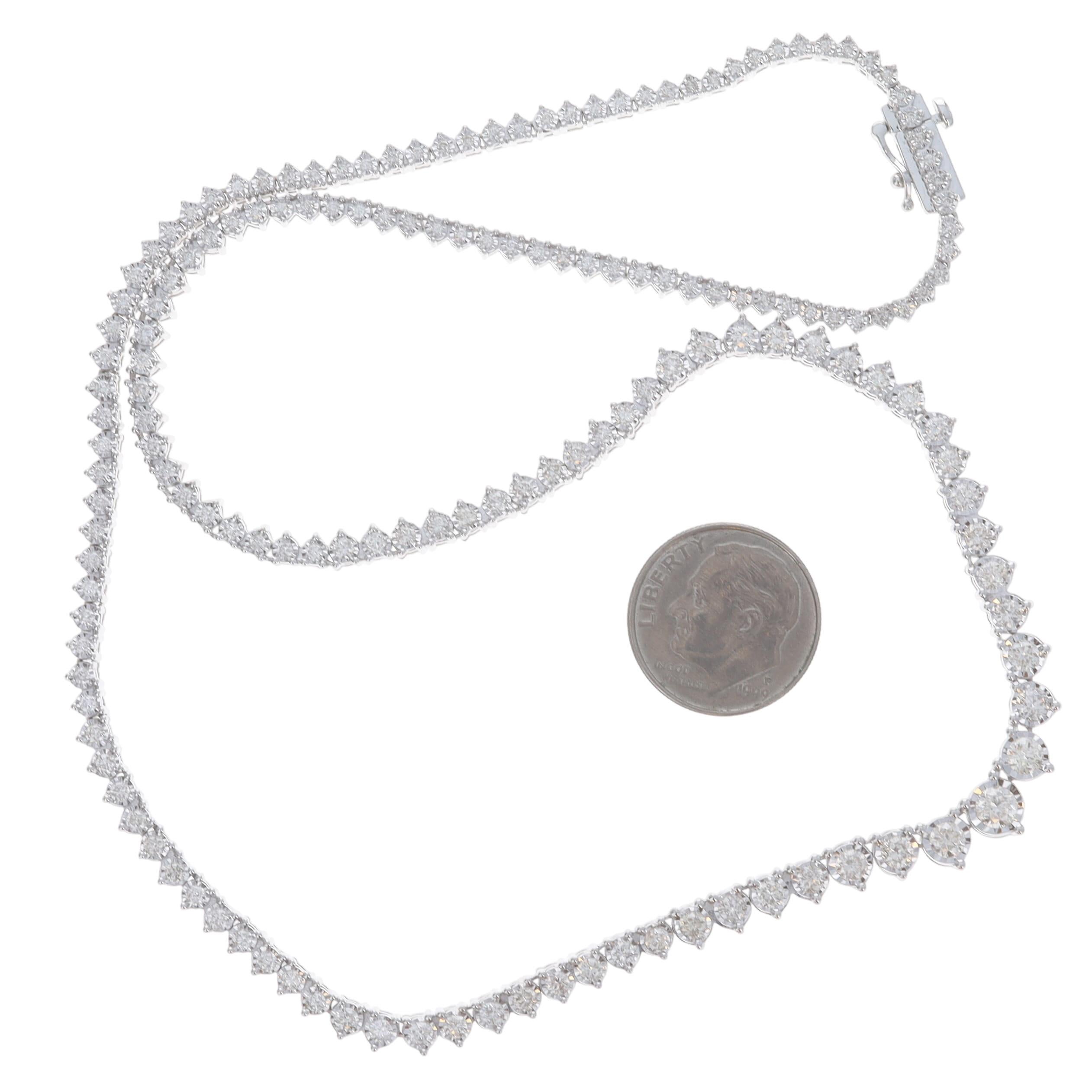 De las mujeres Collar Tenis Graduado Oro Blanco Conjunto Ilusión Diamantes 17 1/2