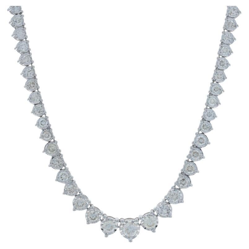 Collana Tennis graduata in oro bianco con diamanti incastonati - 14k 2,64ctw