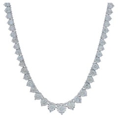 Collana Tennis graduata in oro bianco con diamanti incastonati - 14k 2,64ctw