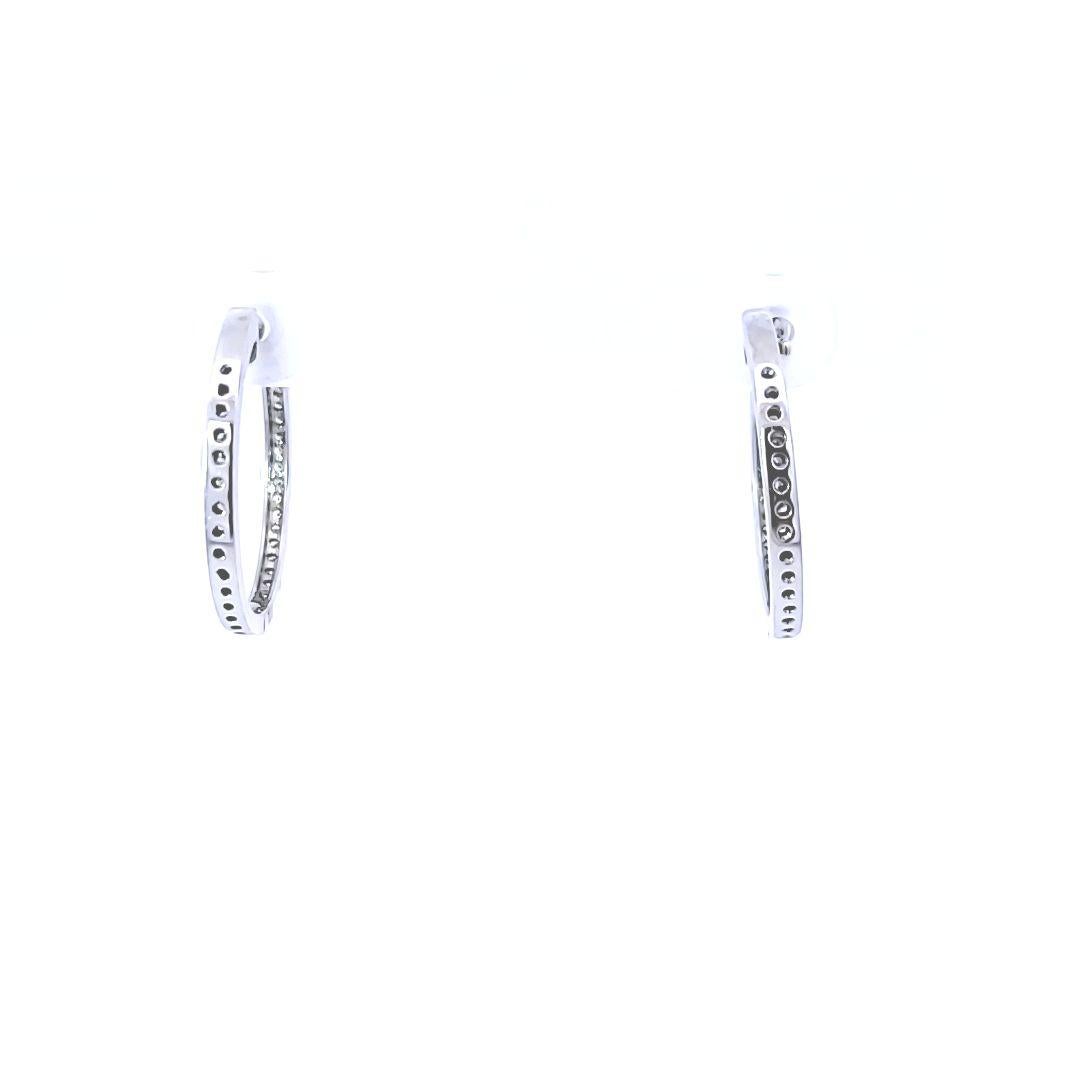 Round Cut White Gold Diamond In and Out Earrings For Sale