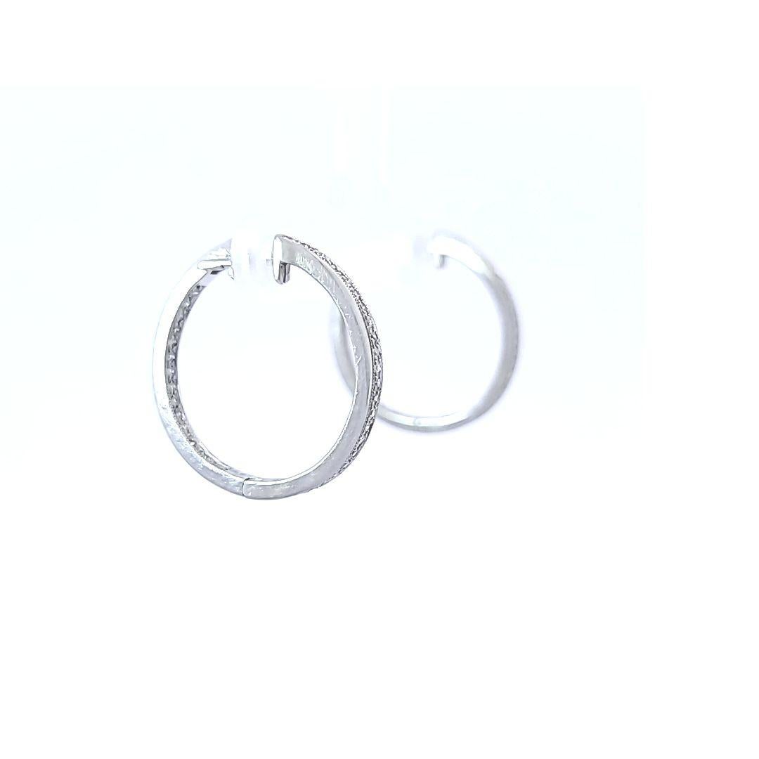 White Gold Diamond In and Out Earrings In Good Condition For Sale In Dallas, TX