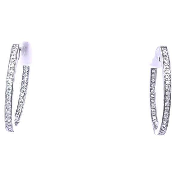 White Gold Diamond In and Out Earrings For Sale