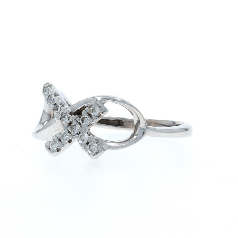 White Gold Diamond Infinity Cross Ring - 10k Round .16ctw Everlasting Faith In Excellent Condition For Sale In Greensboro, NC