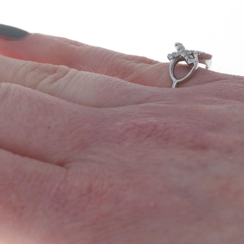 Women's White Gold Diamond Infinity Cross Ring - 10k Round .16ctw Everlasting Faith For Sale