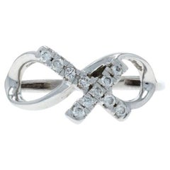 White Gold Diamond Infinity Cross Ring - 10k Round .16ctw Everlasting Faith