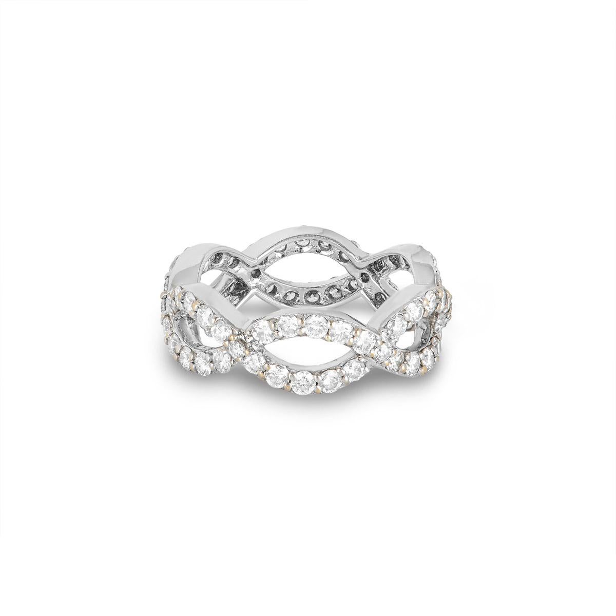Round Cut White Gold Diamond Infinity Full Eternity Ring 1.72ct For Sale