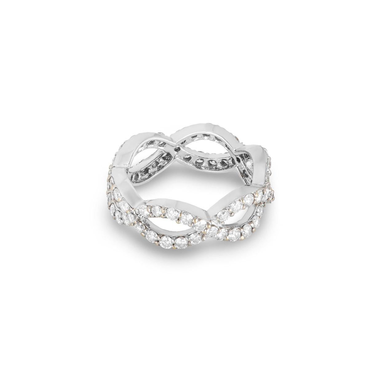 White Gold Diamond Infinity Full Eternity Ring 1.72ct In Excellent Condition For Sale In London, GB