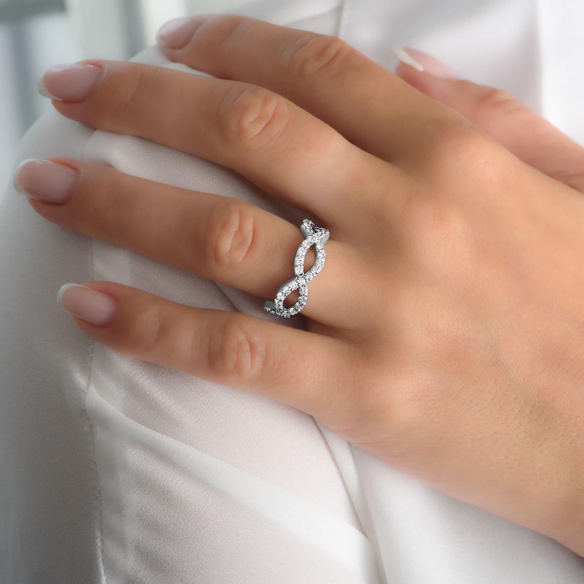 Women's White Gold Diamond Infinity Full Eternity Ring 1.72ct For Sale