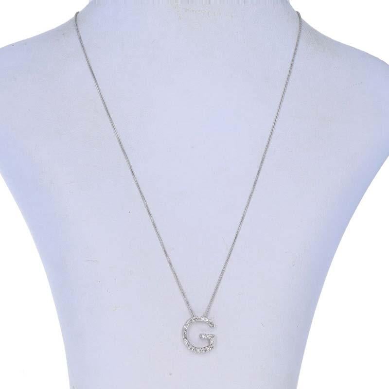 Taille ronde Collier pendentif G initiale en or blanc 18