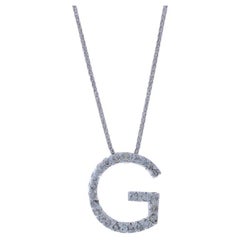 White Gold Diamond Initial G Pendant Necklace 18" -14k Rd .50ctw Monogram Letter