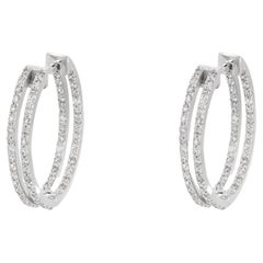 White Gold Diamond Inside Out Hoop Earrings 0.71 Carat TDW