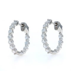 White Gold Diamond Inside-Out Hoop Earrings - 14k Round 1.15ctw Pierced