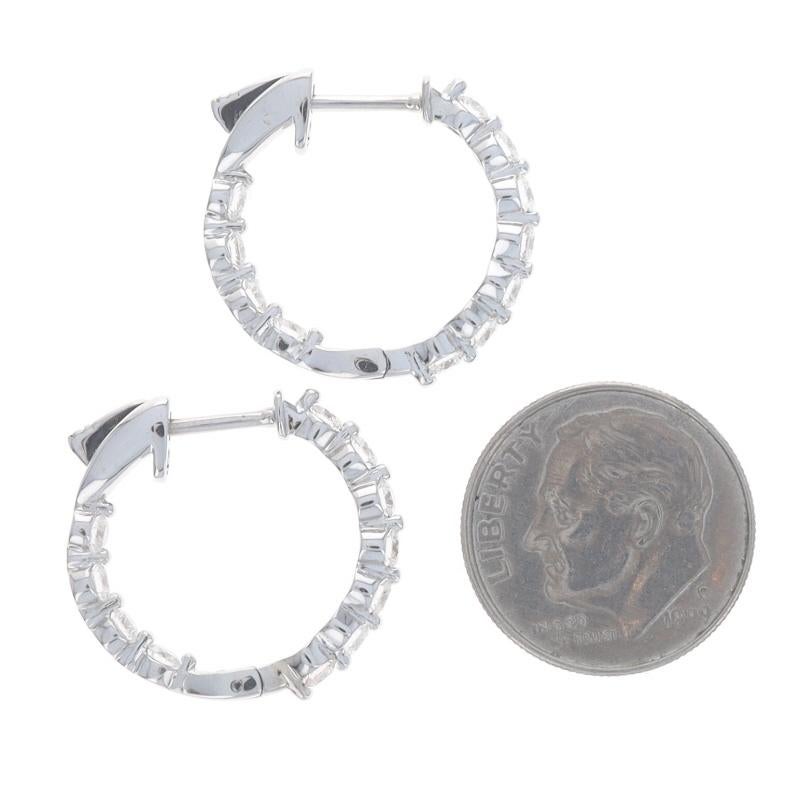Donna Orecchini a cerchio in oro bianco con diamanti all'interno e all'esterno - 14k Rotondo 1,15ctw in vendita