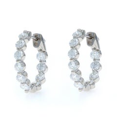 White Gold Diamond Inside-Out Hoop Earrings - 14k Round 2.66ctw Pierced