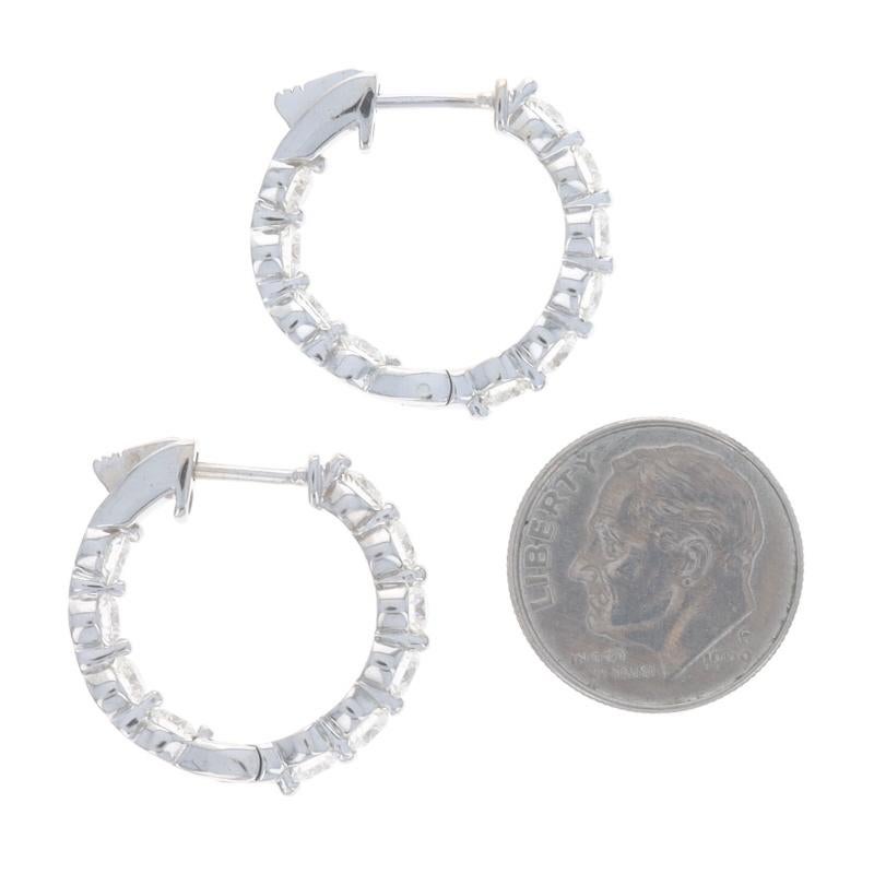Donna Orecchini a cerchio in oro bianco con diamanti all'interno e all'esterno - 14k Round 2.66ctw Pierced in vendita
