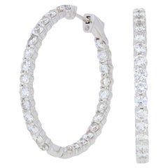 Boucles d'oreilles en or blanc avec diamants - 14k ronds 4.35ctw Pierce