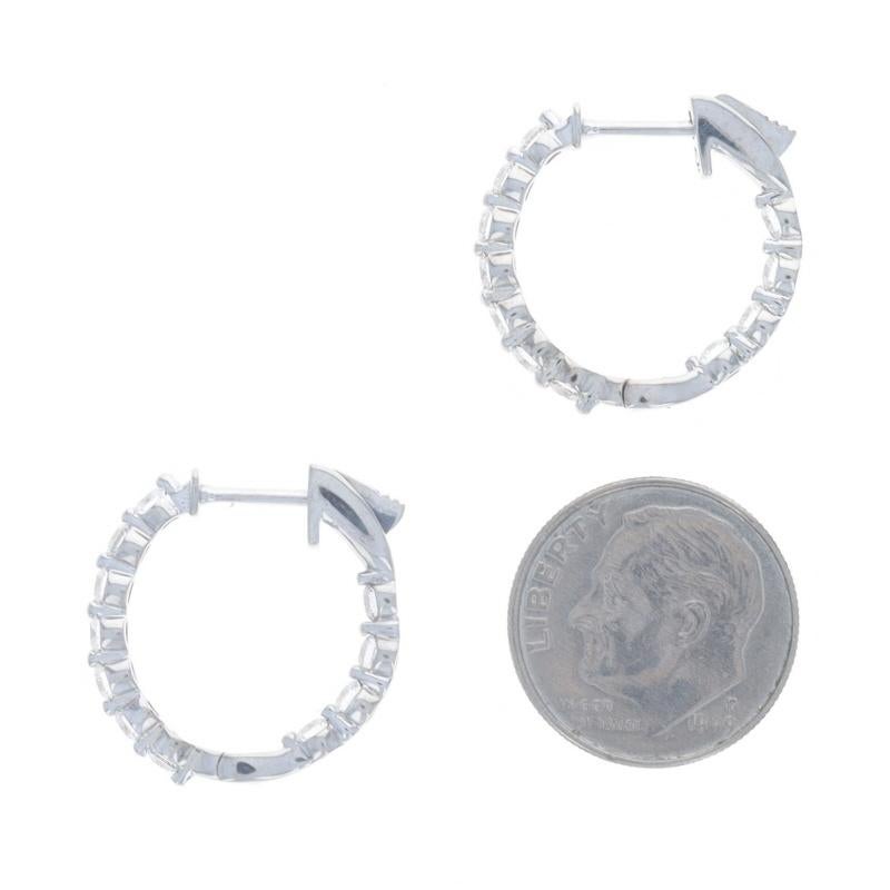 Pendientes de aro de oro blanco con diamantes dentro-fuera -14k Brillante redondo 1.15ctw Perforados en Nuevo Estado en Greensboro, NC
