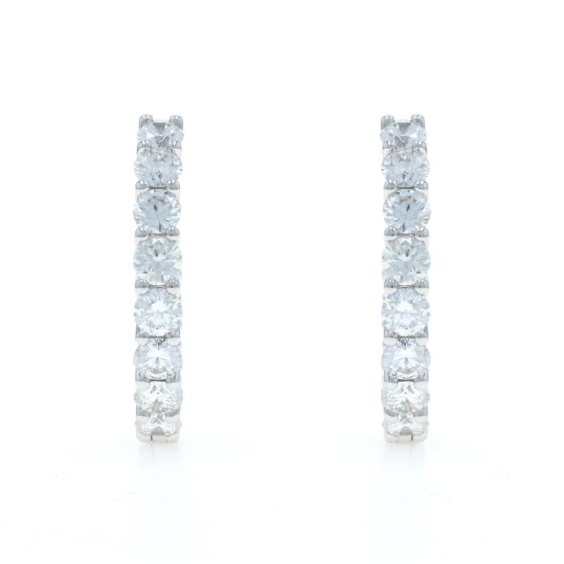 Orecchini a cerchio in oro bianco con diamante Inside-Out 14k a brillante rotondo 2,45ctw con foro In condizioni Nuovo in vendita a Greensboro, NC