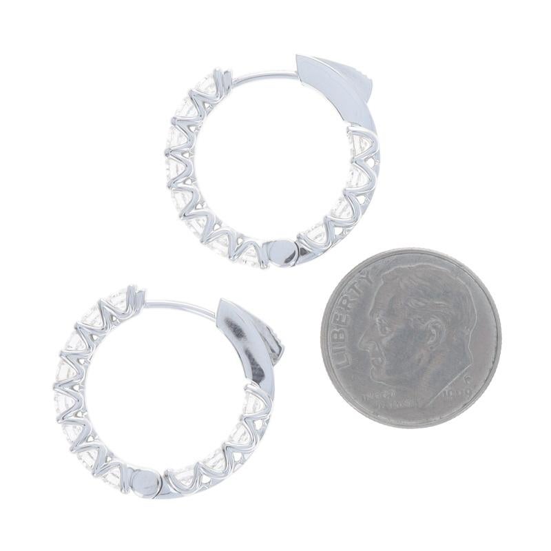 Donna Orecchini a cerchio in oro bianco con diamante Inside-Out 14k a brillante rotondo 2,45ctw con foro in vendita