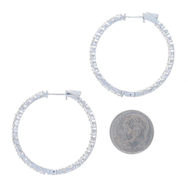 Donna Orecchini a cerchio in oro bianco con diamante Inside-Out 14k a brillante rotondo 4,65ctw con foro in vendita