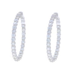 White Gold Diamond Inside-Out Hoop Earrings 14k Round Brilliant 4.65ctw Pierced