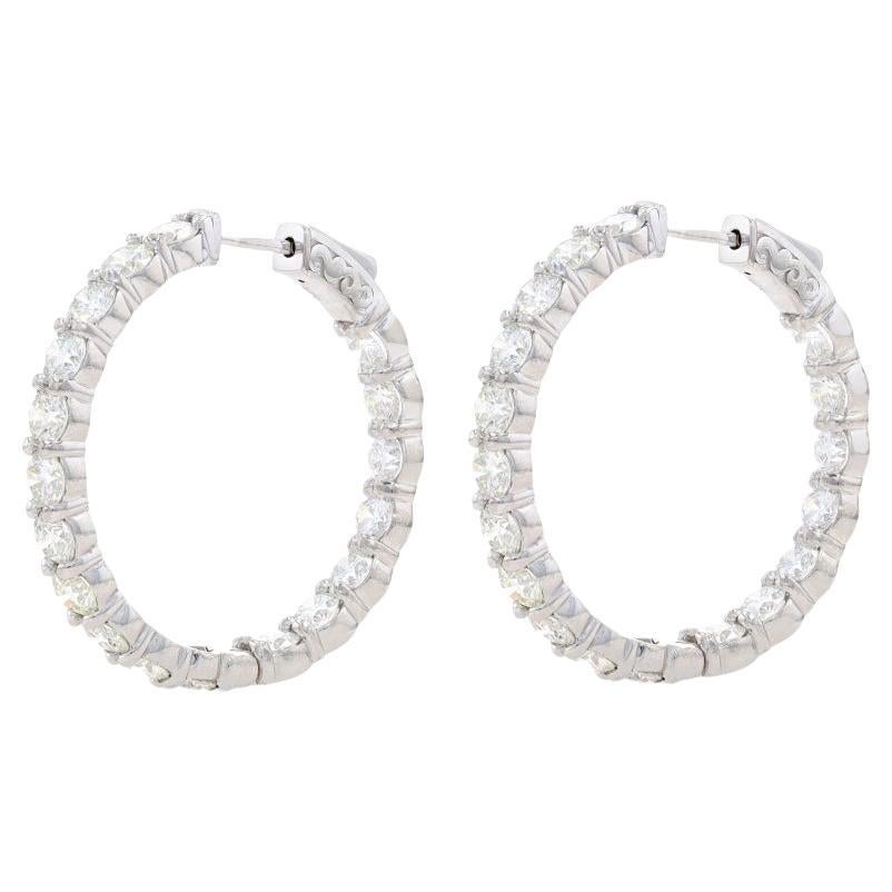 White Gold Diamond InsideOut Hoop Earrings 14k Round Brilliant 8