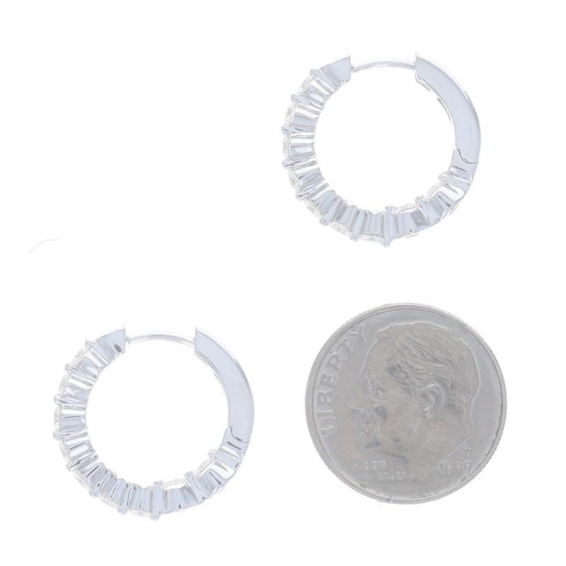 Women's White Gold Diamond Inside-Out Hoop Earrings - 18k Round 1.00ctw Pierced