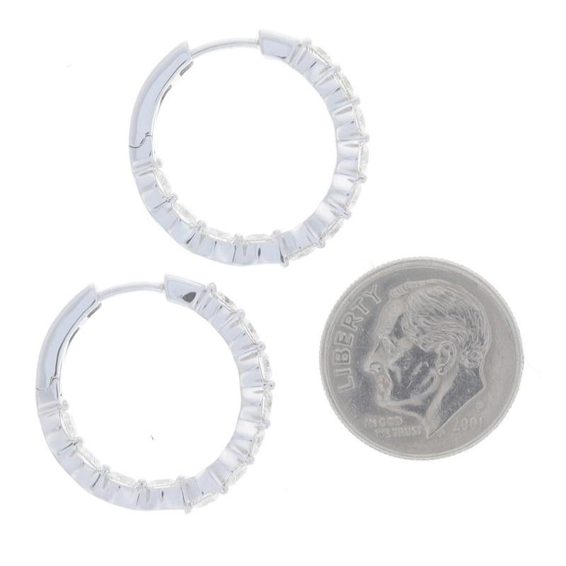 White Gold Diamond Inside-Out Hoop Earrings - 18k Round 1.99ctw Pierced In New Condition In Greensboro, NC