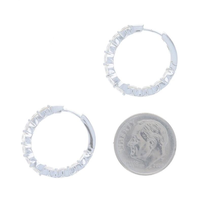 White Gold Diamond Inside-Out Hoop Earrings - 18k Round 2.08ctw Pierced In New Condition In Greensboro, NC