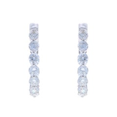 White Gold Diamond Inside-Out Hoop Earrings - 18k Round 2.08ctw Pierced