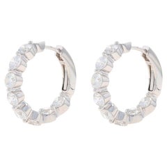 Orecchini a cerchio in oro bianco con diamante Inside-Out -18k Brilliante rotondo da 2,97 ct.