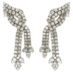 White Gold Diamond Intertwined Drop Earrings