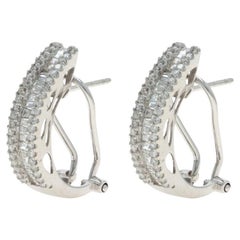 White Gold Diamond J-Hoop Earrings 14k Round Brilliant 
Baguette .66ctw Pierced