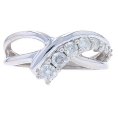 Weißgold Diamant Journey Crossover Ring - 10k Runde Brillant .45ctw Liebe