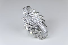 White Gold Diamond Large Baguette Diamond Cocktail Ring