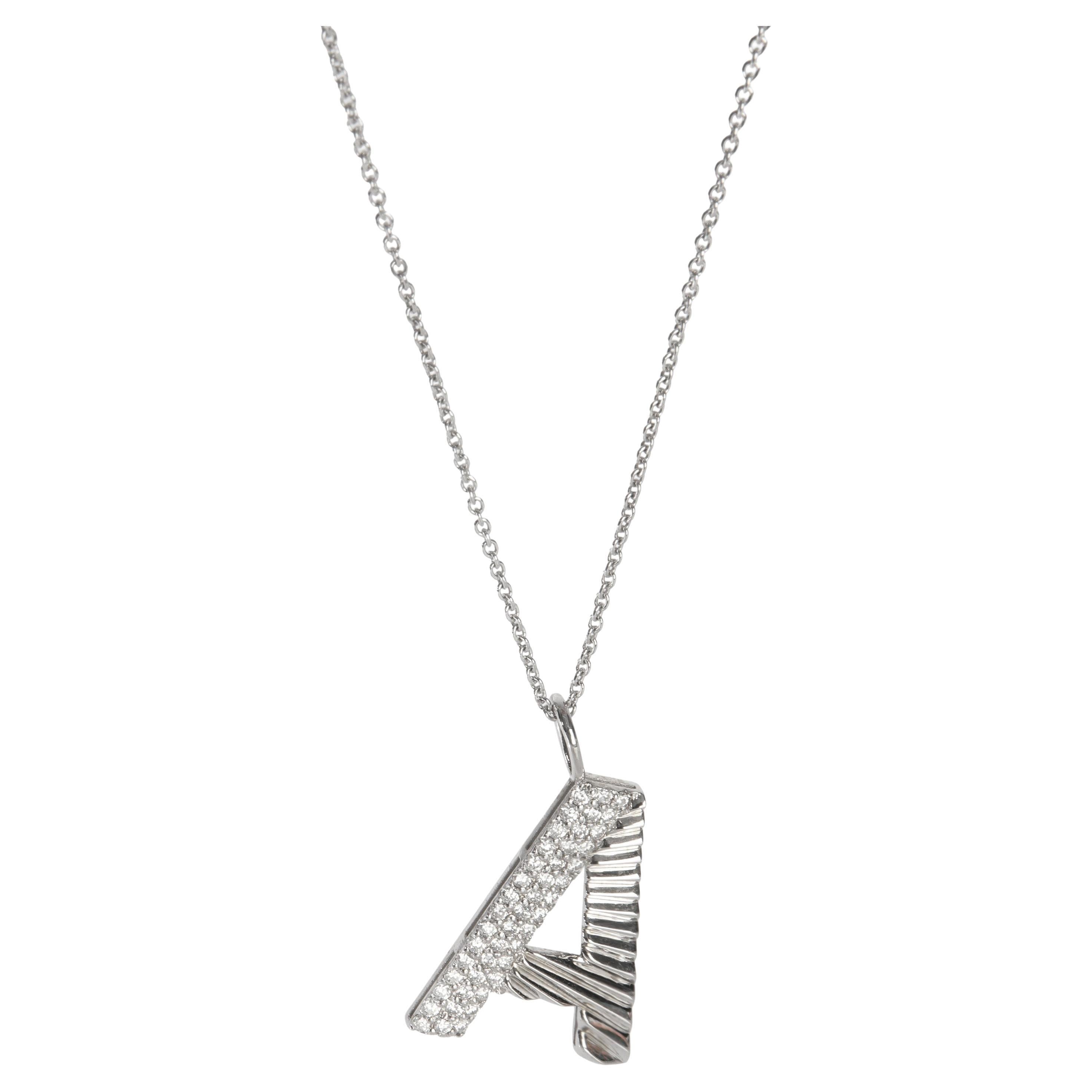 White Gold Diamond Large Initial A Pendant