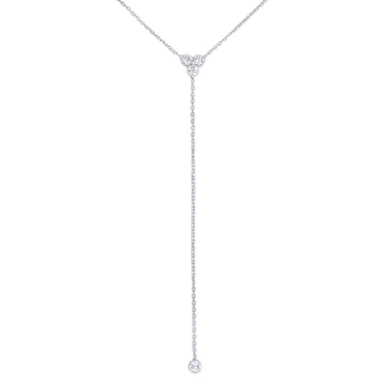 Metal Content: 14k White Gold

Stone Information
Natural Diamonds
Carat(s): .48ctw
Cut: Round Brilliant
Color: G
Clarity: VS2 - SI1

Total Carats: .48ctw

Style: Lariat
Chain Style: Diamond Cut Cable
Necklace Style: Chain
Fastening Type: Spring Ring