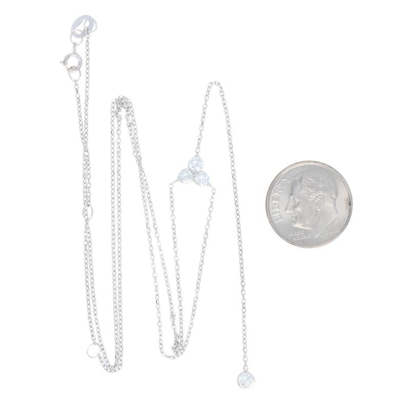 Round Cut White Gold Diamond Lariat Necklace - 14k Round Brilliant .48ctw Adjustable For Sale