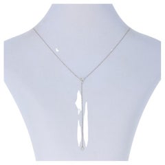 White Gold Diamond Lariat Necklace - 14k Round Brilliant .48ctw Adjustable