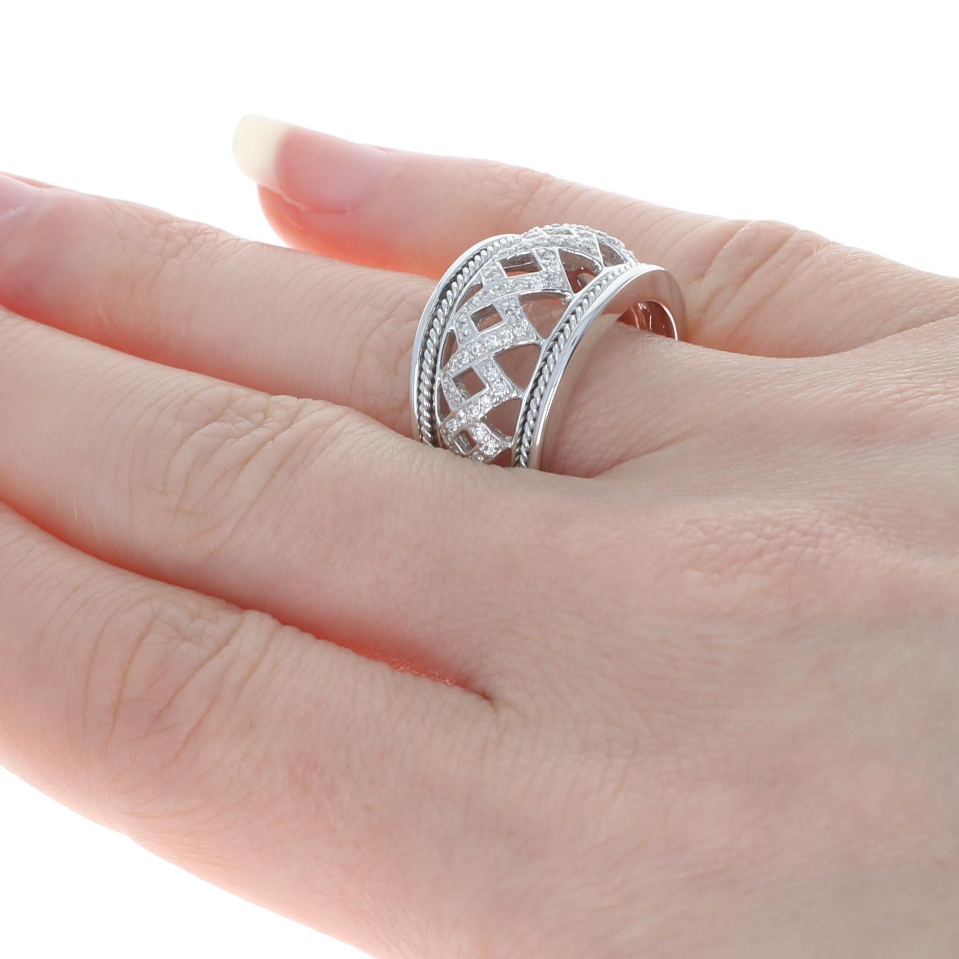 White Gold Diamond Latticework Ring, 14k Round Brilliant Cut .24ctw 4