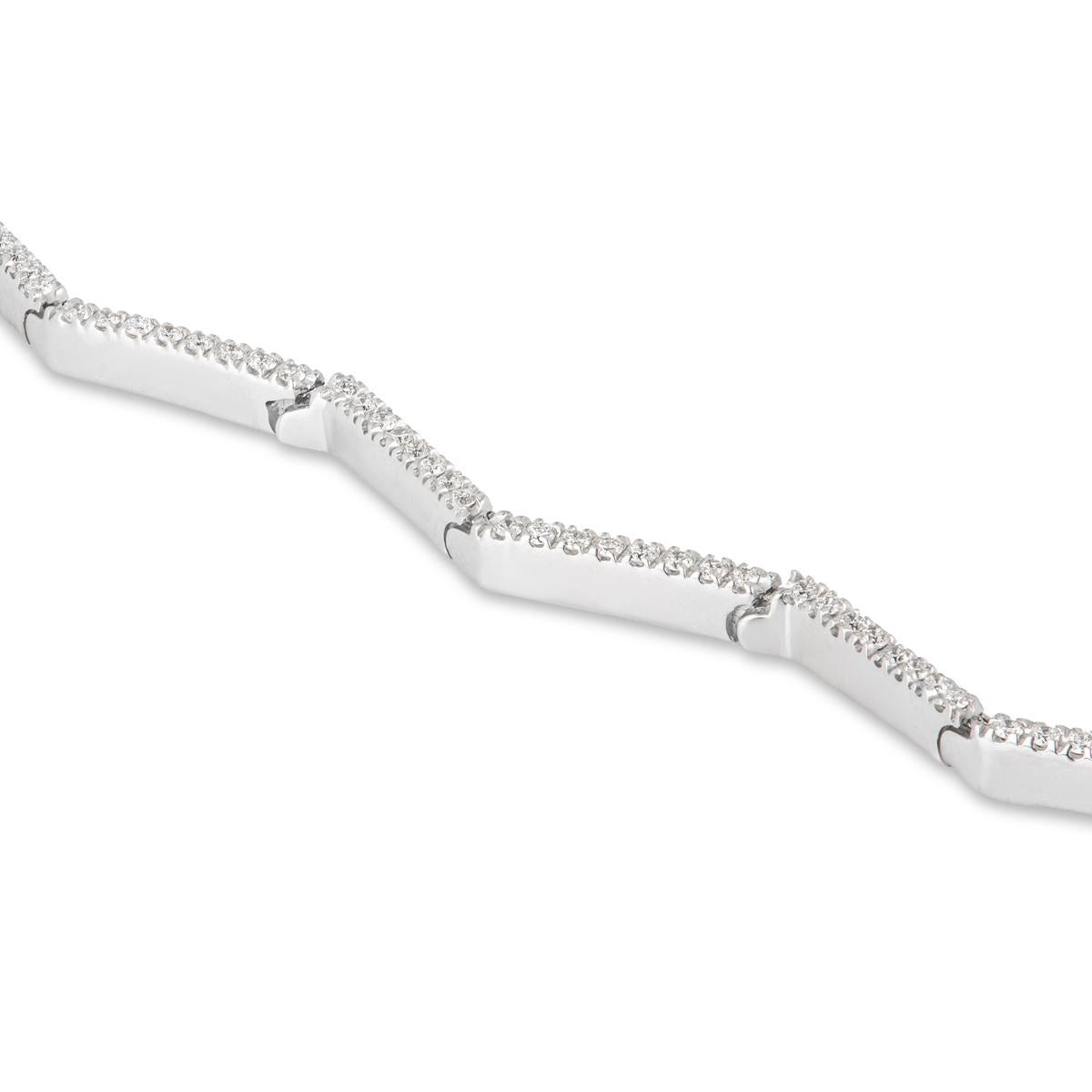 Round Cut White Gold Diamond Line Bracelet 1.02ct For Sale