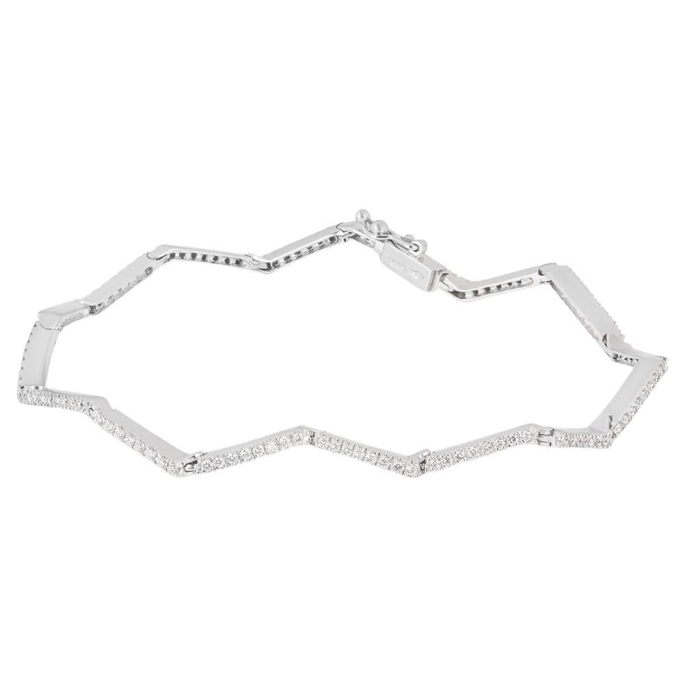 White Gold Diamond Line Bracelet 1.02ct For Sale